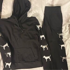VS Pink Black Hoodie and Joggers Set